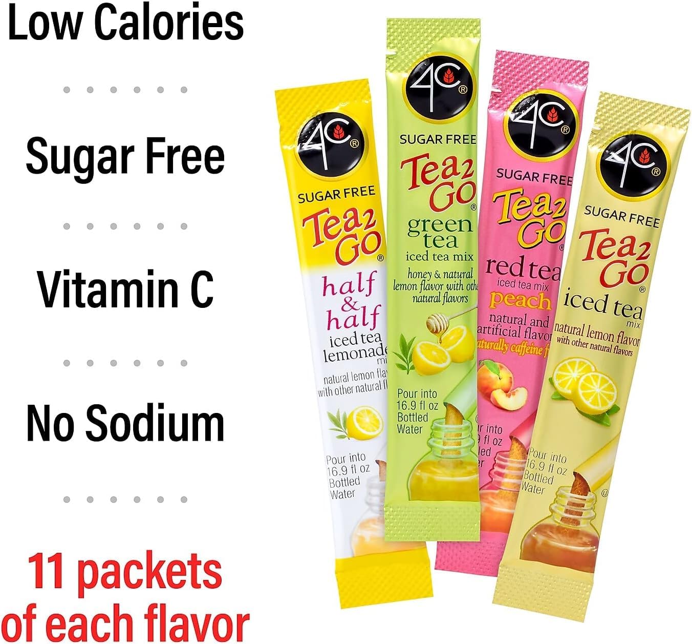 Amazon.com : 4C Powder Drink Mix Packets, Iced Tea Variety 1 Pack